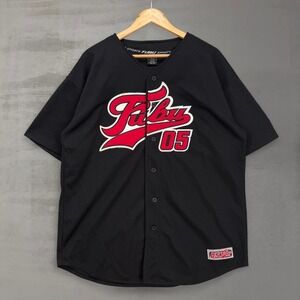Y2K FUBU Vintage Baseball Jersey Black Embroidered 05 Graphic Streetwear XL